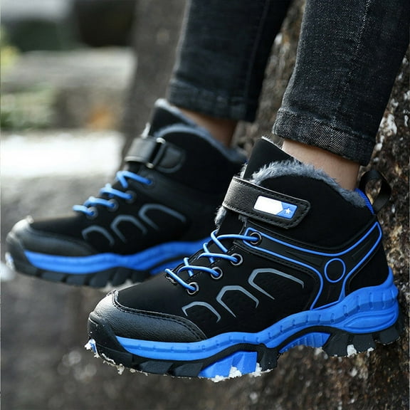TIREOW Boys Girls Hiking Sneakers Running Walking Climbing Sneaker Trainers Kids Anti-Slip High Top Lace-up Athletic Shoes Fall Winter Outdoor Snow Shoes