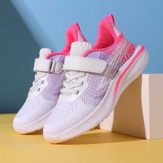 TIREOW Boys Girls Slip On Sneakers Kids Shoes with Rubber Outsole Wide Toe Box Tennis Shoes Lightweight Breathable Athletic Running Fitness Shoes