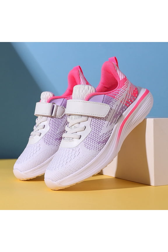 Boys Girls Slip On Sneakers Kids Shoes with Rubber Outsole Wide Toe Box Tennis Shoes Lightweight Breathable Athletic Running Fitness Shoes
