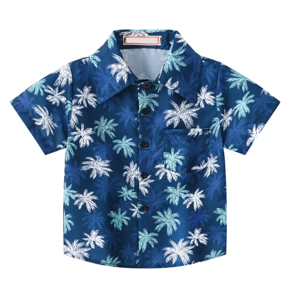 TIREOW Boys Hawaiian Shirt Kids Short Sleeved Button Down Casual Shirts Summer Thin Beach Shirts Camp Lapel Tops