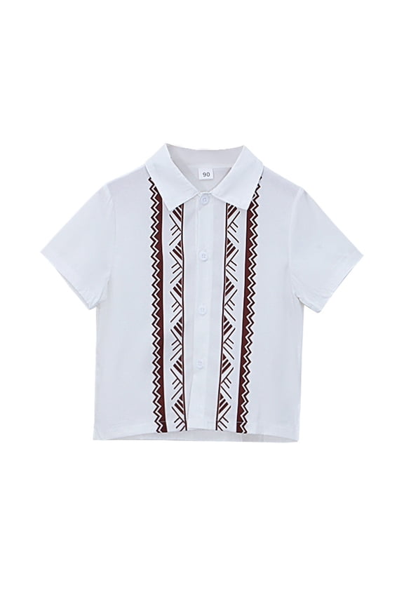 Boys Mexican Shirts Short Sleeve Button Down Shirts Tops Traditional Embroidered Gentleman Symmetrical Shirt