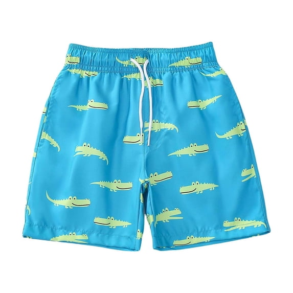 TIREOW Boys Quick Drying Beach Shorts Printed Elastic Waist Drawstring Vacation Shorts Summer Stylish Casual Loose Surfing Shorts