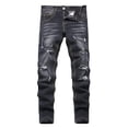 thumbnail image 1 of TIREOW Boys Skinny Ripped Denim Pants Elastic Slim Fit Fashionable Destroyed Jeans Zipper Button Down Denim Trousers, 1 of 6