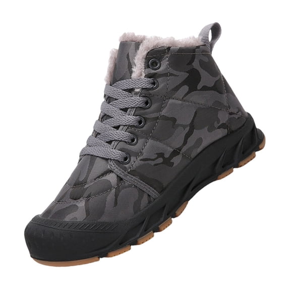 TIREOW Boys Snow Boots Kids Outdoor Anti Skid Rubber Ankle Boots Winter Waterproof Slip Resistant Cold Weather Shoes Warm Fur Lined Skiing Bootie