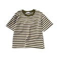 thumbnail image 1 of TIREOW Boys Stripe Short Sleeve T-Shirts Crewneck Colour Block Comfortable Casual Kids Summer Tee Tops (Army Green, 12-18 Months), 1 of 4