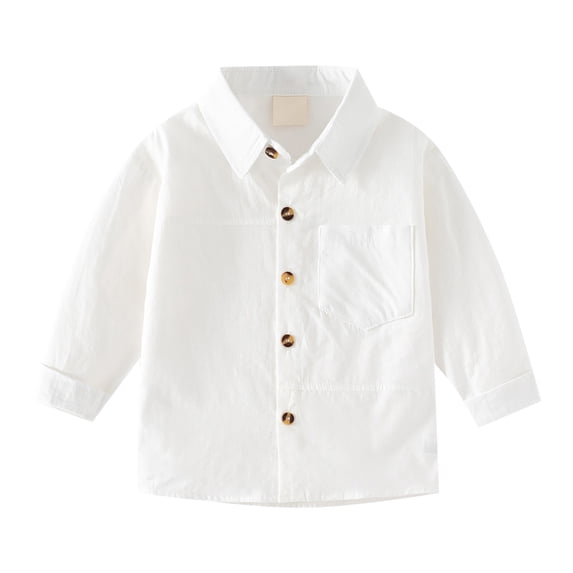 TIREOW Children Boys Spring and Summer Lightweight Shirts Toddler Boys Solid Color Lapel Button Down Shirt Gentleman Tops With Pocket