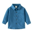 thumbnail image 1 of TIREOW Children Boys Spring and Summer Lightweight Shirts Toddler Boys Solid Color Lapel Button Down Shirt Gentleman Tops With Pocket, 1 of 4