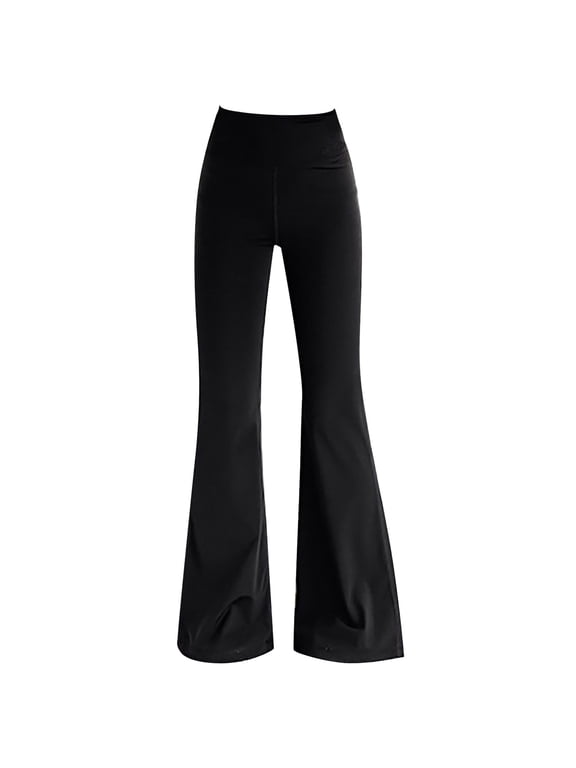 Girl's Flare Leggings High Waisted Yoga Pants Bootcut Dance Casual Pants Activewear Kids Solid Color Autumn and Winter Bell Bottoms(13-14 Years,Black)