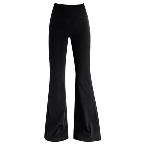 TIREOW Girl's Flare Leggings High Waisted Yoga Pants Bootcut Dance Casual Pants Activewear Kids Solid Color Autumn and Winter Bell Bottoms(15-16 Years,Black)