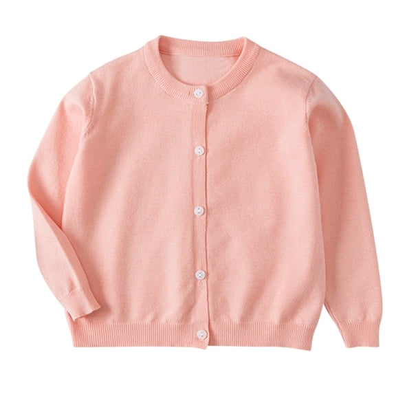 TIREOW Girls Basic School Uniform Knitted Cardigan Solid Color Button Down Open Front Long Sleeve Sweater Jacket Casual Sweater Coat