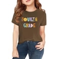 thumbnail image 1 of TIREOW Girls and Boys Back to School T Shirts Round Neck Short Sleeve T Shirt Top Summer Fourth Grade Letter Print T Shirt Daily Tops(Coffee,8-9 Years), 1 of 7