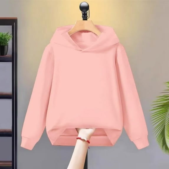 TIREOW Girls Boys Basic Loose Solid Color Long Sleeve Hoodie with Pocket Oversize Sweatshirt Girls Boys Drop Shoulder Pullovers Fleece Hooded Sweater