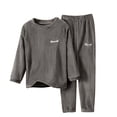 thumbnail image 1 of TIREOW Girls Boys Fleece Loungewear Set Solid Color Crewneck Long Sleeve Sleep Top and Long Pants Autumn Winter Nightwear 2 Piece Set, 1 of 4