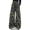 thumbnail image 1 of TIREOW Girls Cargo Pants Camouflage Color Elastic High Waist Wide Leg Drawstring Cargo Trousers Fashion Streetwear Cargo Pants, 1 of 8
