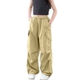 thumbnail image 1 of TIREOW Girls Cargo Pants Elastic Waist Wide Leg Drawstring Cargo Sweatpants Baggy Casual Cargo Jogger Trousers with Multi-Pockets, 1 of 6