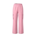 thumbnail image 1 of TIREOW Girls Cargo Sweatpants Solid Color Elastic Waist Wide Leg Cargo Sweat Pants Baggy Casual Cargo Pants with Multi-Pockets, 1 of 8