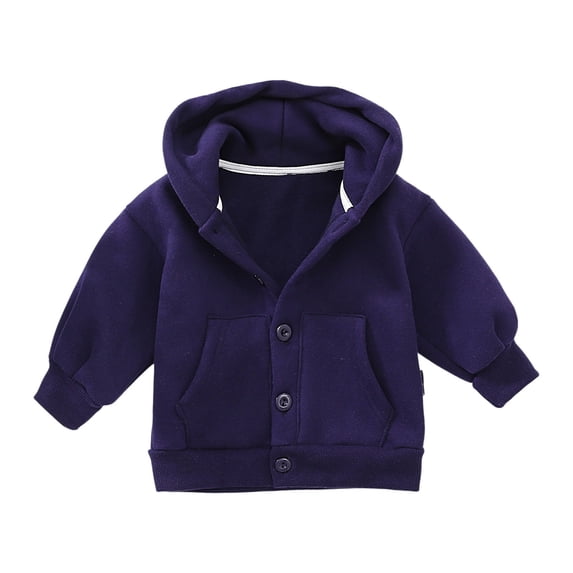 TIREOW Girls Fleece Lined Hooded Cardigan Sweatshirt Solid Color Single Breasted Hoodie Jacket Fall Winter Thickened Warm Outerwear