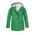 thumbnail image 1 of TIREOW Girls Fleece Lined Hooded Rain Jacket Solid Color Rainproof Windproof Windbreaker Coat Winter Warm Full Zip Button Down Raincoats, 1 of 8