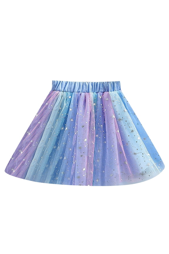 Girls Glittery Sequin Tutu Tulle Layered Skirt Puffy Colorful Mesh Sequin Skirts Daily Pompous Birthday Dance Party Princess Short Skirts