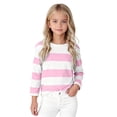 thumbnail image 1 of TIREOW Girls Long Sleeve Striped T-Shirt, Classic Cotton Blend Crewneck Tee for Kids, Soft Everyday Basic Top, 1 of 7
