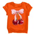 thumbnail image 1 of TIREOW Girls Loose Fit Short Sleeve T Shirt Summer Daily Casual Round Neck T-Shirts Cherry Print T-Shirt Top, 1 of 8