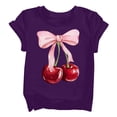thumbnail image 1 of TIREOW Girls Loose Fit Short Sleeve T Shirt Summer Daily Casual Round Neck T-Shirts Cherry Print T-Shirt Top, 1 of 8