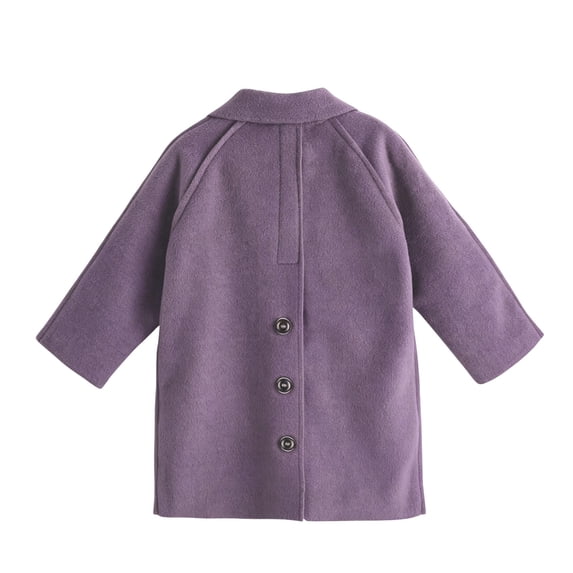 TIREOW Girls Mid‑Length Coat Solid Color Single Breasted Long Sleeve Lapel Trench Coat Fall Winter Fashionable Warm Overcoat