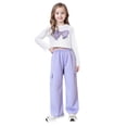 thumbnail image 1 of TIREOW Girls Outfits Fashion Round Neck Long Sleeve Cropped Pullover Top and Cargo Pants Casual Streetwear 2 Piece Set, 1 of 6