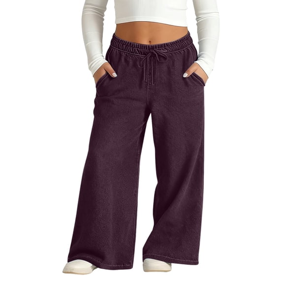 TIREOW Girls Soft Jeans Solid Color Loose Fit Casual Straight Wide Leg Elastic High Waist Drawstring Denim Pants Kids Children Daily Denim Trousers