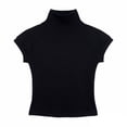 thumbnail image 1 of TIREOW Girls Summer Semi High Neck T Shirt Solid Color Elastic Tight Short Sleeved T Shirt Top Trendy Casual Tee Top, 1 of 2