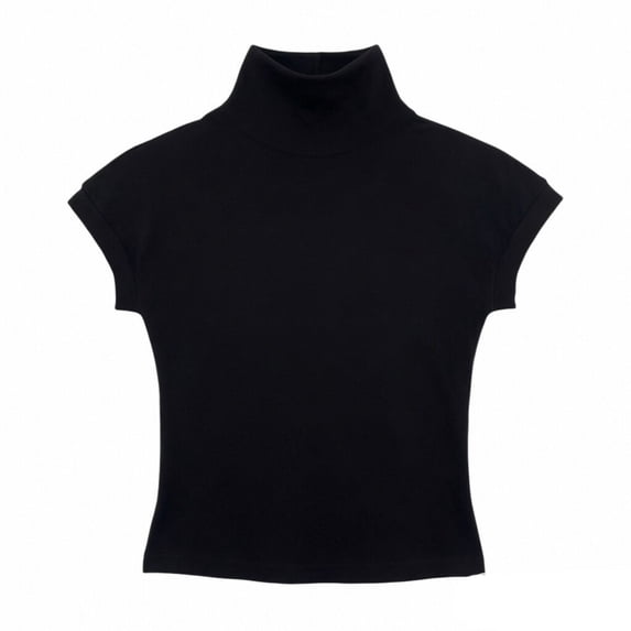 TIREOW Girls Summer Semi High Neck T Shirt Solid Color Elastic Tight Short Sleeved T Shirt Top Trendy Casual Tee Top