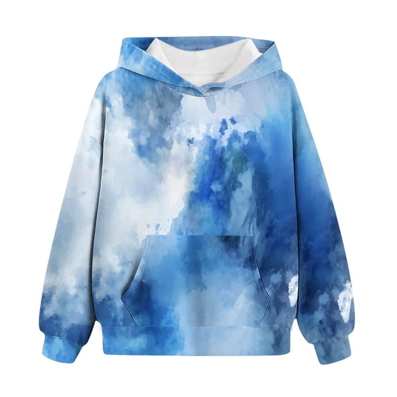 TIREOW Girls Tie Dye Hooded Sweatshirt Long Sleeve Oversized Athletic Hoodie Tops Trendy Casual Daily Pullover Hoodie