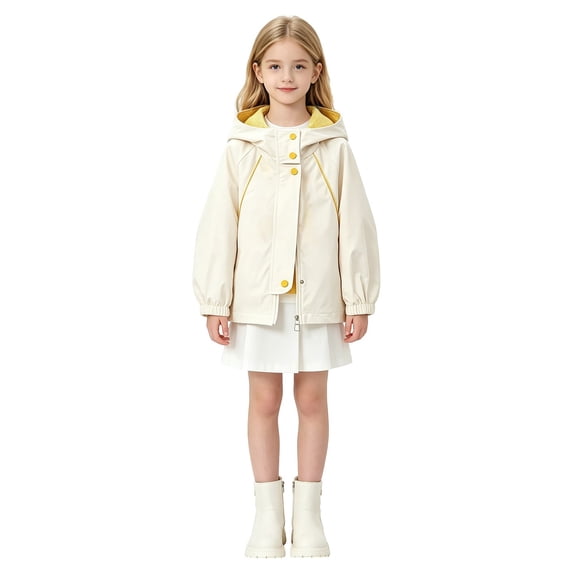 TIREOW Girls Trendy Hooded Jacket Zip Up Long Sleeve Hooded Windbreaker Fashionable Spring Autumn Loose Casual Outerwear