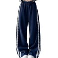 thumbnail image 1 of TIREOW Girls Wide Leg Sweatpants Elastic High Waist Lace Trim Sweat Pants Loose Casual Sports Trousers Street Style Trousers, 1 of 6