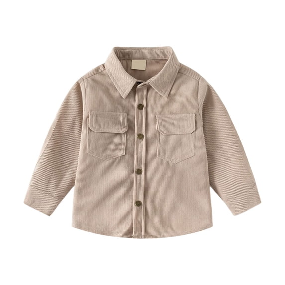 TIREOW Girls and Boys Corduroy Shirts Jackets Collared Button Front Solid Color Shirts Coat Spring Autumn Casual Shirts Top