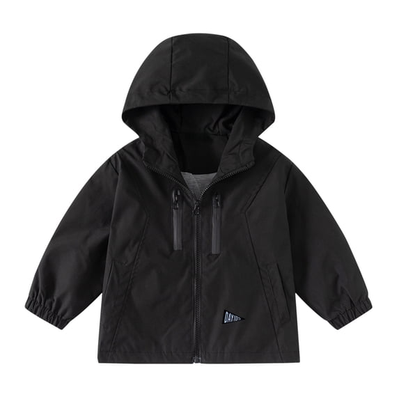 TIREOW Girls and Boys Hooded Jacket Solid Color Rainproof Windproof Windbreaker Coat Spring Autumn Winter Unisex Windbreaker Jacket