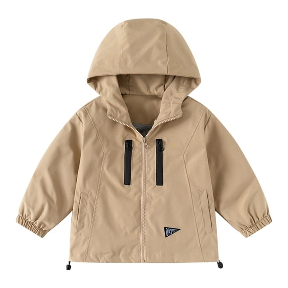 TIREOW Girls and Boys Hooded Jacket Solid Color Rainproof Windproof Windbreaker Coat Spring Autumn Winter Unisex Windbreaker Jacket