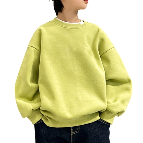 TIREOW Girls and Boys Long Sleeve Sweatshirt Solid Color Crewneck Pullover Tops Spring Autumn Soft Casual Loose Fit Sweatshirt