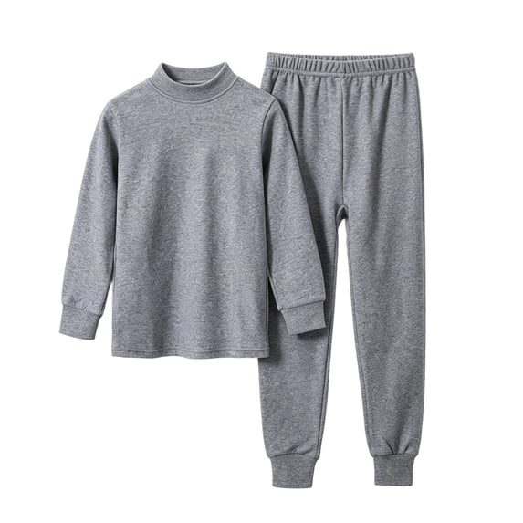 TIREOW Girls and Boys Sleepwear 2 Piece Set Half Turtleneck Long Sleeve Layer Top and Long Pants Kids Soft Cotton Loungewear Underwear Set