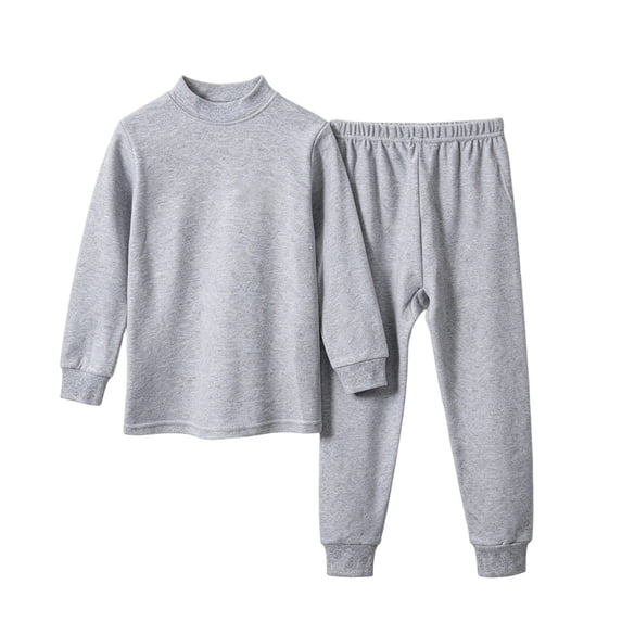 TIREOW Girls and Boys Sleepwear 2 Piece Set Half Turtleneck Long Sleeve Layer Top and Long Pants Kids Soft Cotton Loungewear Underwear Set