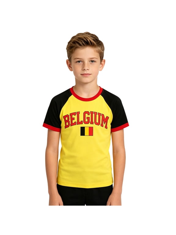 Girls and Boys Soccer T Shirt USA Canada Mexico Flags Graphic Tees Tops Funny Soccer Jersey Short Sleeve T-Shirt(Black,5-6 Years)
