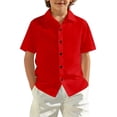 thumbnail image 1 of TIREOW Kids Boys Short Sleeve Dress Shirt Solid Color Button Down Shirt Summer Comfortable Casual Shirt Tops, 1 of 7