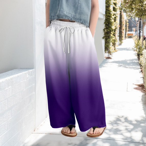 TIREOW Kids Girls Straight Leg Pants Baggy Sweatpants with Pockets Classic Gradient Cinch Bottom Athletic Comfy Lounge Joggers High Waisted Trousers Sweat Pants