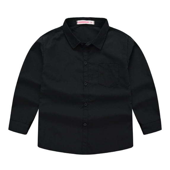 TIREOW Kids Long Sleeve Lapel Shirt, Solid Color Button Down Casual Top and Soft Light Dress Shirt