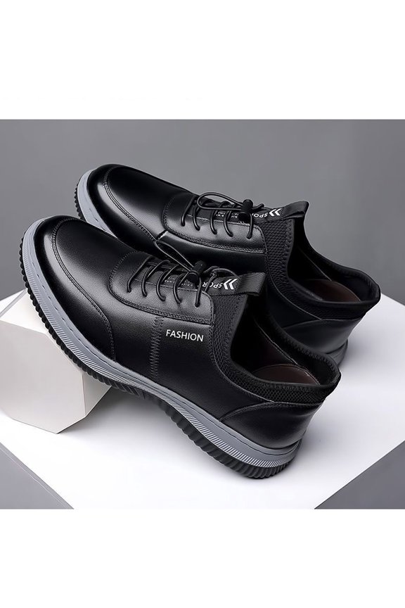 Men Flat Mesh Sneaker Lace-Up Breathable Lightweight Solid Color Fashion Casual Comfortable Invisible Height Shoes for Men Summer and Autumn (10, Black)