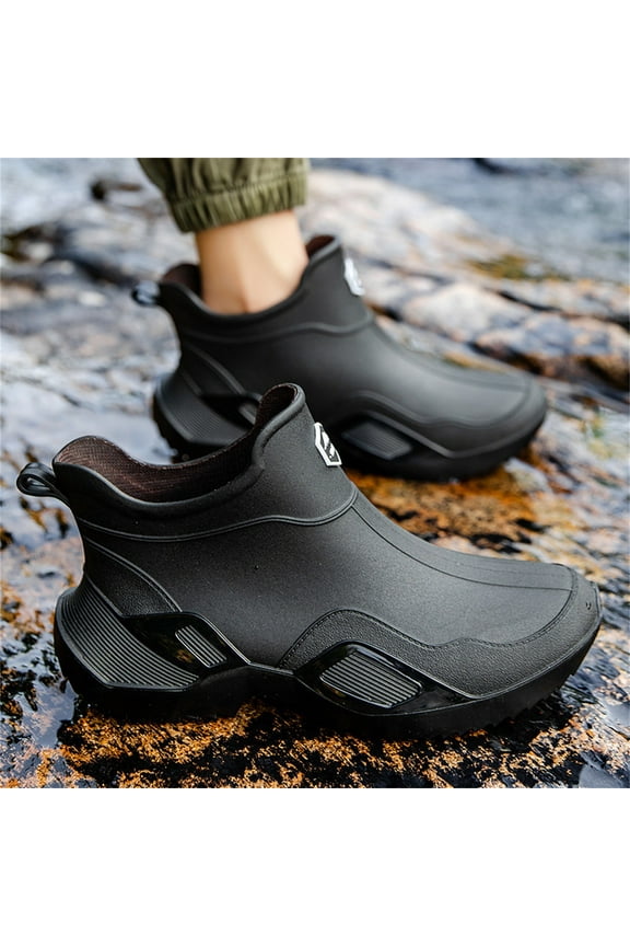 Men Women Non-Slip Wear-Resistant Short Rain Boots Waterproof Deck Boots Ankle Boot Garden Work Shoes Lightweight Chelsea Boot for Outdoor Boating Camping Fishing Sailing