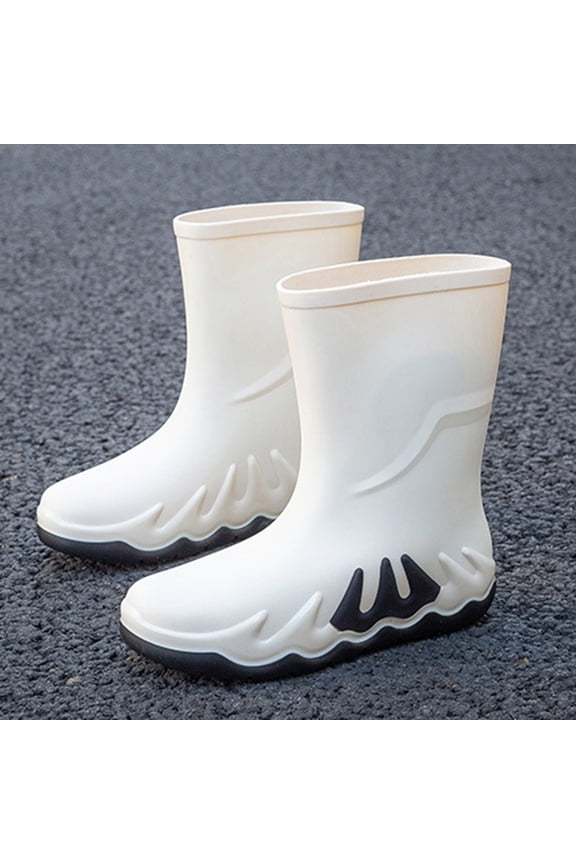 Men Women Non-slip Width Mid-Calf Ankle Rain Boots Waterproof Garden Rubber Boots Lightweight Platform Mud Boots Water Shoes for Outdoor Working Fishing