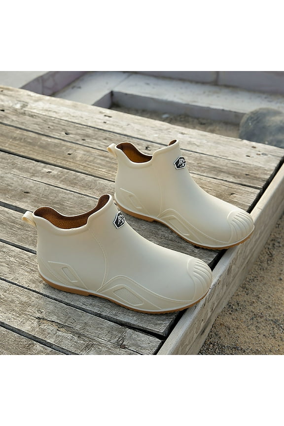 Men Womens Rain Boots Non-Slip Outdoor Shoes Waterproof Platform Rubber Rain Shoes Comfortable Short Shoes Ankle Garden Kitchen Boots for Outdoor Work