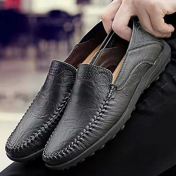 TIREOW Men's Formal Tuxedo Dress Leather Shoes Slip-On Loafer Low Heel Flat Oxfords Lightweight Driving Shoes Casual Moccasin Business Boat Shoes