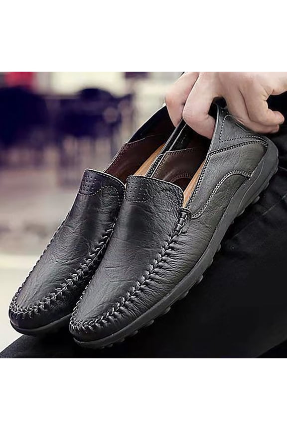 Men's Formal Tuxedo Dress Leather Shoes Slip-On Loafer Low Heel Flat Oxfords Lightweight Driving Shoes Casual Moccasin Business Boat Shoes
